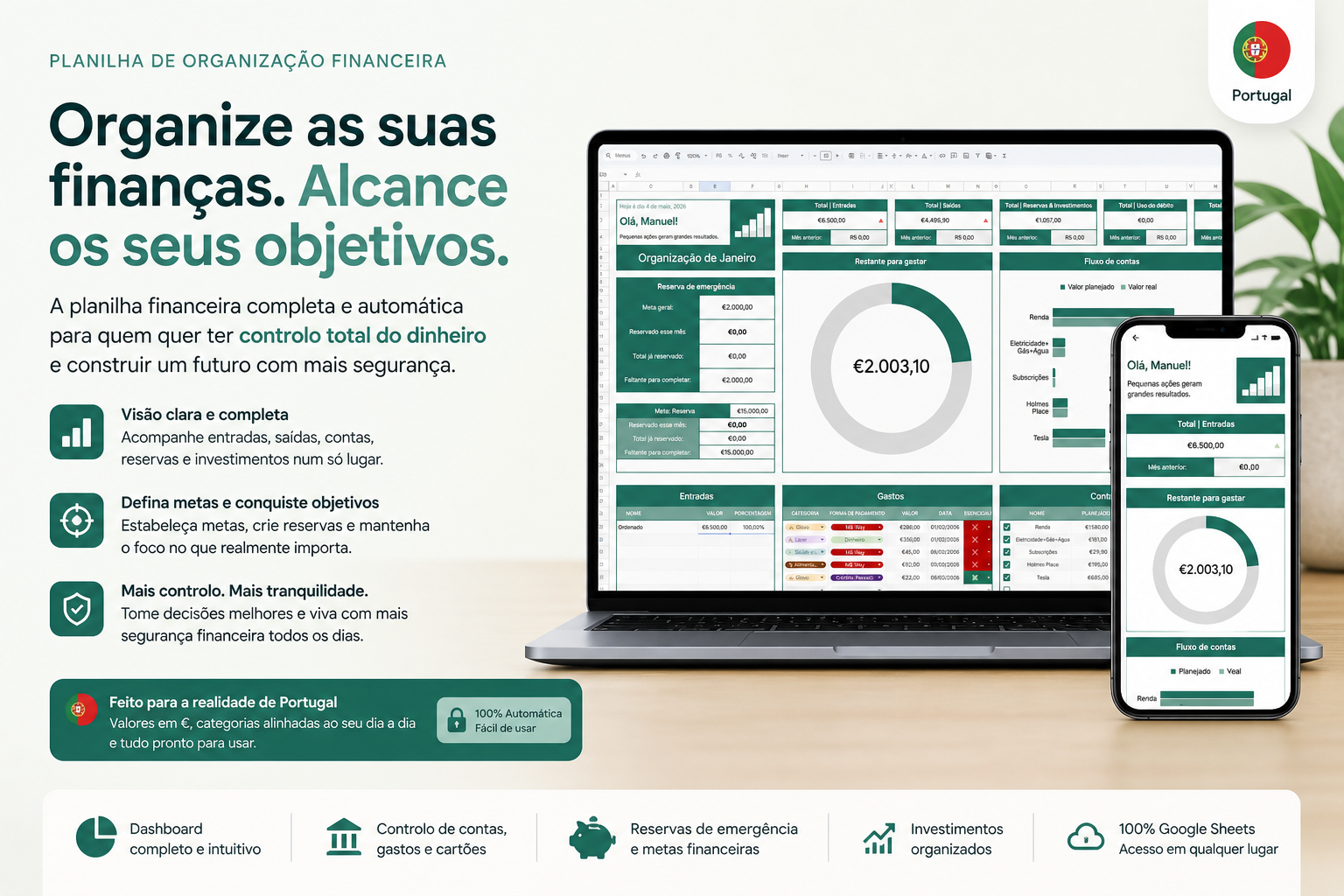 Planilha de Gestão Financeira — Mockup