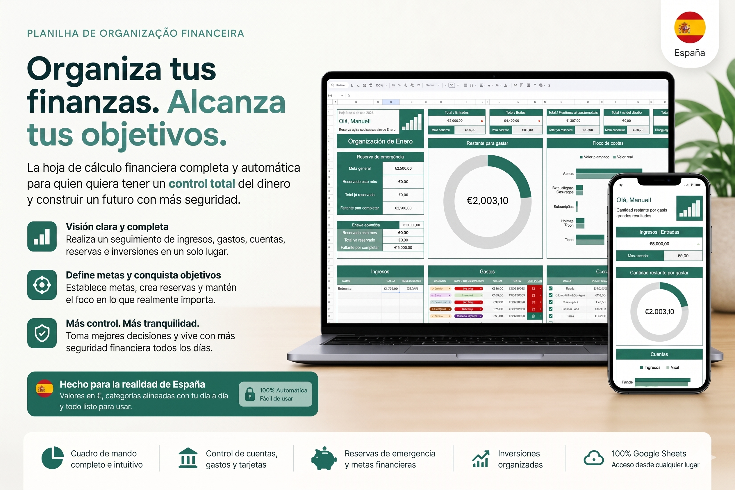 Plantilla de Gestión FinancieraMockup